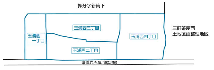 玉浦西の町及び区域図